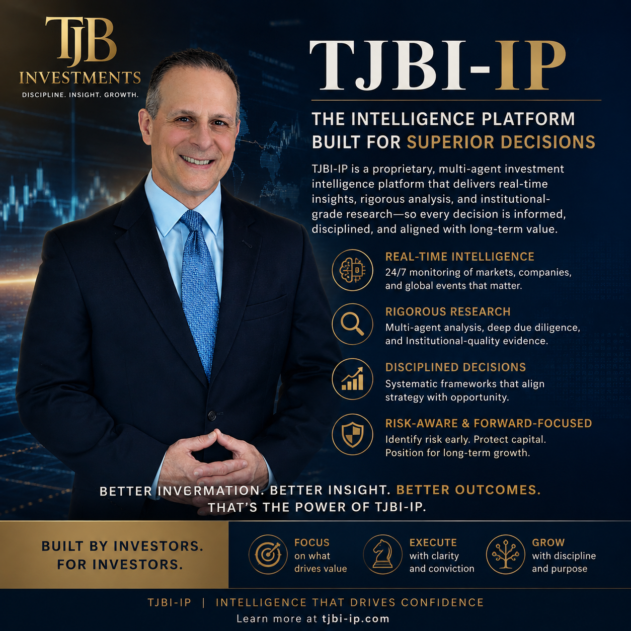 TJBI-IP founder advertisement featuring James Baldassare and the TJBI-IP brand